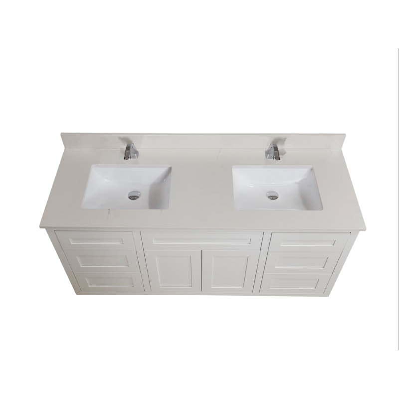 Altair 61'' Composite Double Bathroom Vanity Top in Milano White with